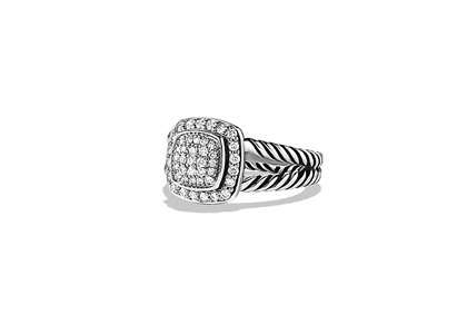 Rhodium Plated Micro Pave Twisted Mens Ring